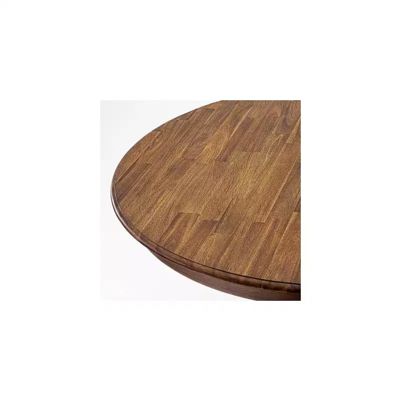 Round Dining Table with Pedestal, Rustic Rubberwood Table