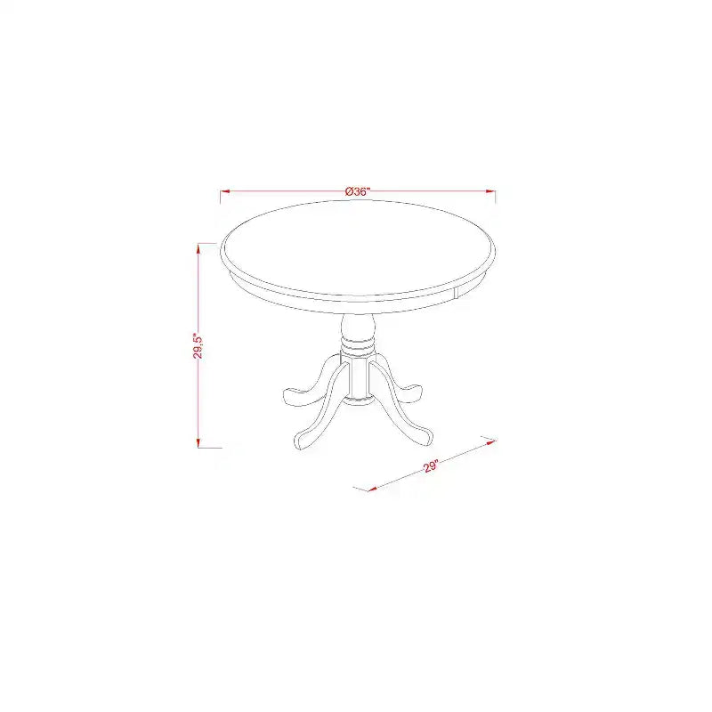 Dining Table Made of Rubber Wood, 36 Inch Round