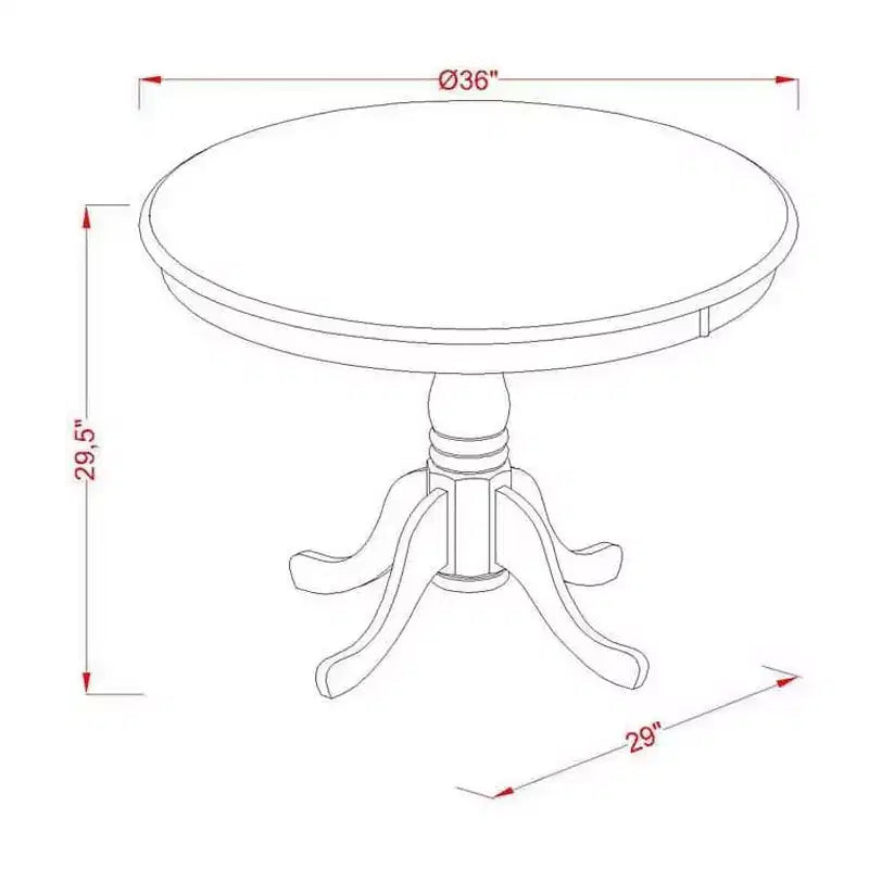 Dining Table Made of Rubber Wood, 36 Inch Round