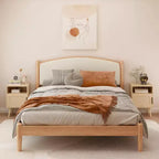 22.83'' H Wood Nightstand with Open Shelf and Rattan Door