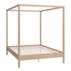 Queen/King Size Four Poster Platform Bed, Solid Wood Canopy Bed Frame, No Box Spring Needed