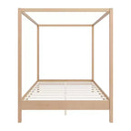 Queen/King Size Four Poster Platform Bed, Solid Wood Canopy Bed Frame, No Box Spring Needed