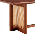 47W Rattan Coffee Table Cocktail Table Wood Center Table Rectangular Sofa Table, Natural/Brown