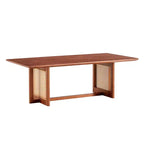 47W Rattan Coffee Table Cocktail Table Wood Center Table Rectangular Sofa Table, Natural/Brown