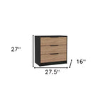 28 Natural and Black Three Drawer Dresser