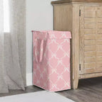 Girl Foldable Laundry Hamper with Handles Ballerina and Ballet Bows Pink and White