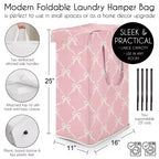 Girl Foldable Laundry Hamper with Handles Ballerina and Ballet Bows Pink and White