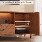 Entertainment Center with Led Lights, TV Stands with 2 Storage and 1 Drawer for Game Room, Long Television Stands for 65 Inch Tv