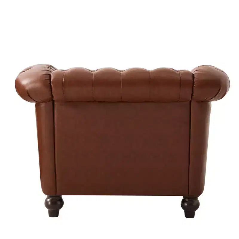 Club Chair with Scrolled Arms, Nailhead Trim, and Solid Wood Legs