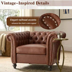 Club Chair with Scrolled Arms, Nailhead Trim, and Solid Wood Legs