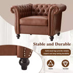 Club Chair with Scrolled Arms, Nailhead Trim, and Solid Wood Legs