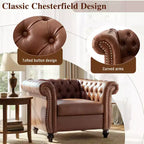 Club Chair with Scrolled Arms, Nailhead Trim, and Solid Wood Legs