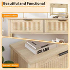 Entryway Fluted Console Table  2-Drawer Narrow Accent Table with Storage Shelf, Natural Wood Finish for Living Room, Hallway or Foyer