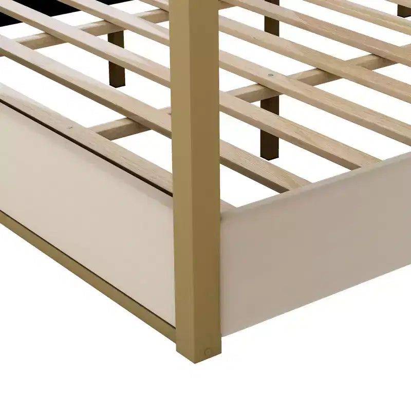 King Size Modern Canopy Platform Bed with Upholstered Headboard and Metal Frame