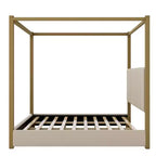 King Size Modern Canopy Platform Bed with Upholstered Headboard and Metal Frame