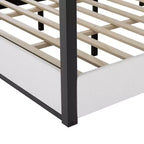 King Size Modern Canopy Platform Bed with Upholstered Headboard and Metal Frame