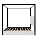 King Size Modern Canopy Platform Bed with Upholstered Headboard and Metal Frame