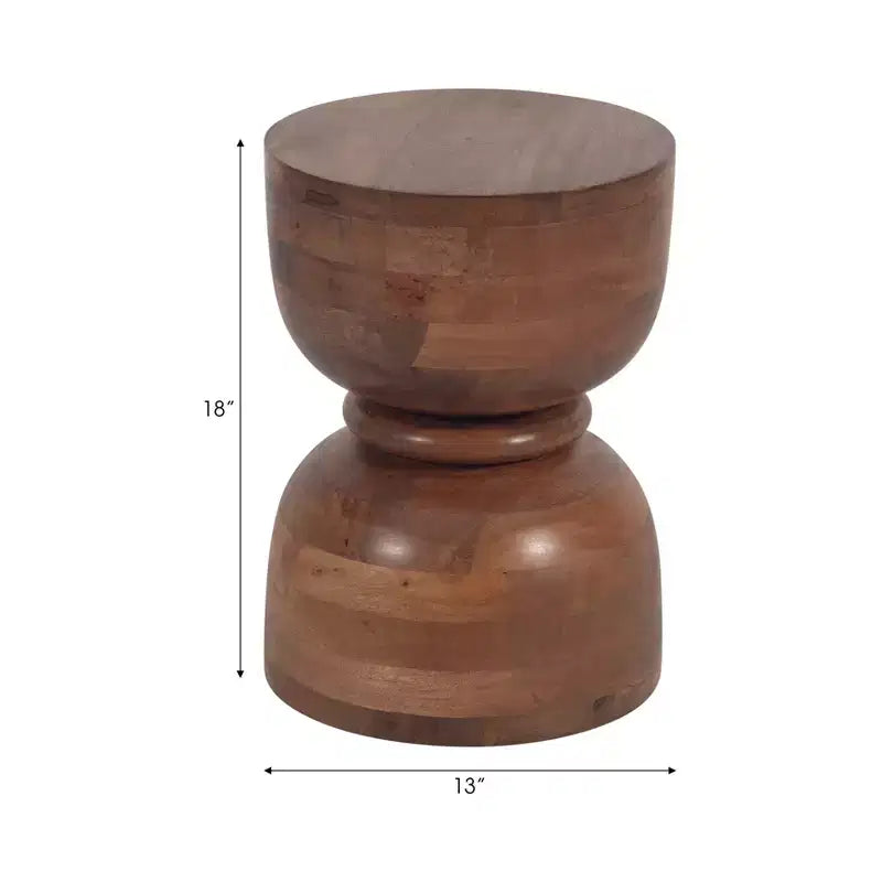 Unieke bijzettafel, zijtafel of klein nachtkastje voor woondecoratie - moderne gepolijste mangohouten tafel ideaal voor kleine ruimtes - 18 goud