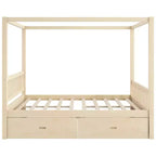 Rustic Wooden Canopy Bed with Storage Drawers