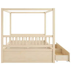 Rustic Wooden Canopy Bed with Storage Drawers