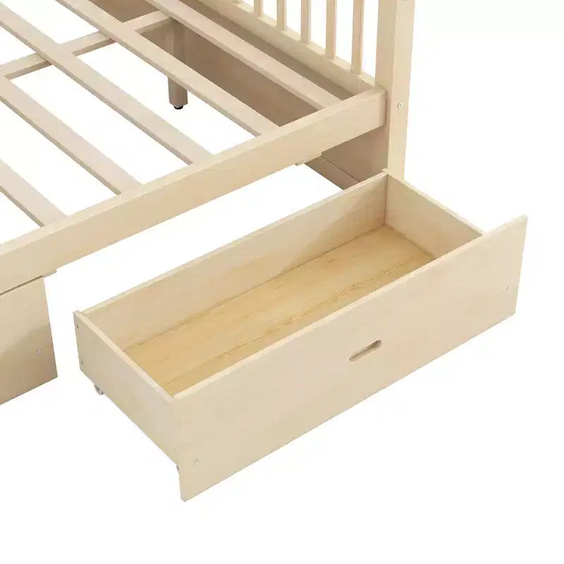 Rustic Wooden Canopy Bed with Storage Drawers
