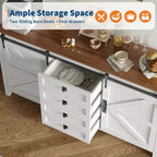 60 Farmhouse Sideboard Buffet Cabinet with Sliding Barn Doors & 4 Drawers, Kitchen Cabinet with Storage for Dining Room, Coffee Bar