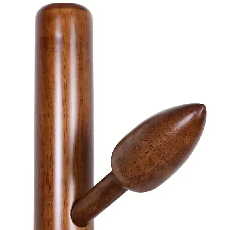 Wooden Freestanding Coat Rack with 8 Bud-shaped Hooks, Stable Round Base, Heavy Duty Wood Coat Tree Stand for Hallway Entryway, Brown