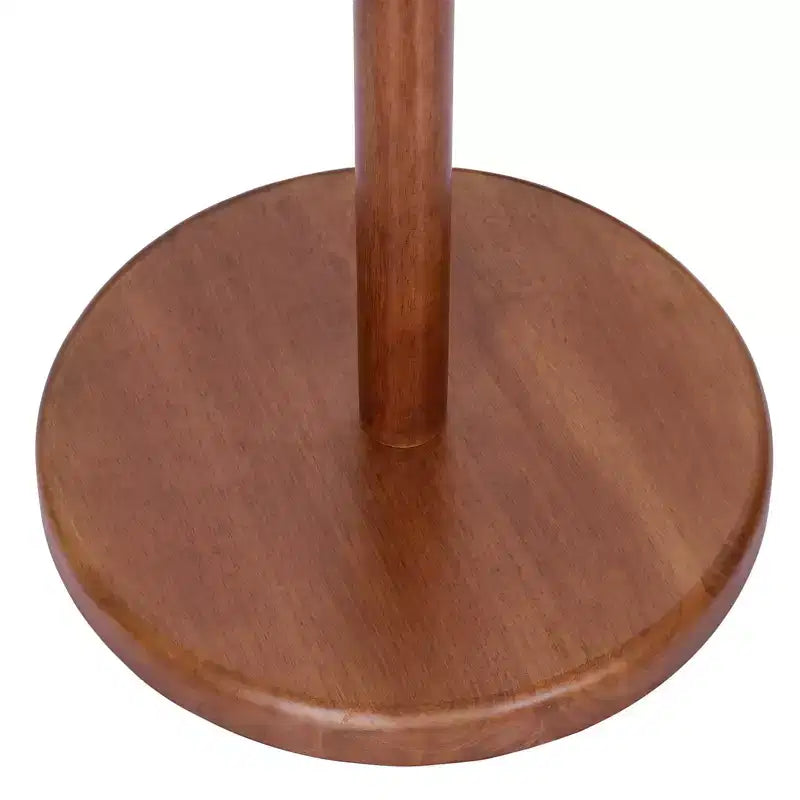Wooden Freestanding Coat Rack with 8 Bud-shaped Hooks, Stable Round Base, Heavy Duty Wood Coat Tree Stand for Hallway Entryway, Brown