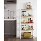 Bamboo Storage Shelf, 5-Tier Shelving Unit, Multifunctional, in the Entryway, Bathroom, 10.2 x 23.6 x 51.2 Inches