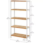 Bamboo Storage Shelf, 5-Tier Shelving Unit, Multifunctional, in the Entryway, Bathroom, 10.2 x 23.6 x 51.2 Inches