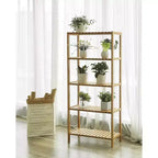 Bamboo Storage Shelf, 5-Tier Shelving Unit, Multifunctional, in the Entryway, Bathroom, 10.2 x 23.6 x 51.2 Inches