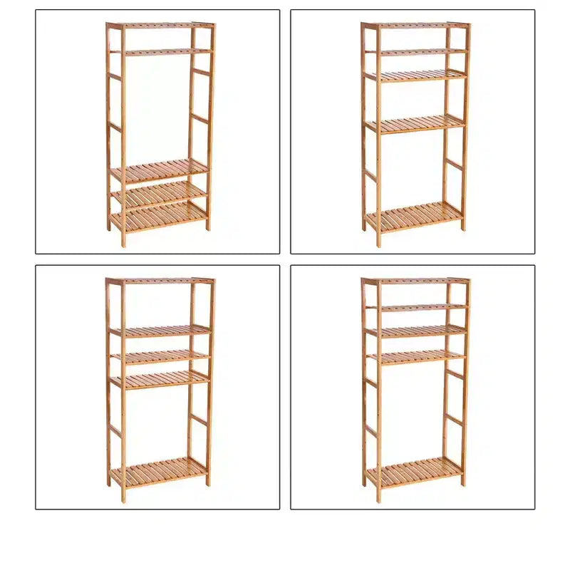 Bamboo Storage Shelf, 5-Tier Shelving Unit, Multifunctional, in the Entryway, Bathroom, 10.2 x 23.6 x 51.2 Inches