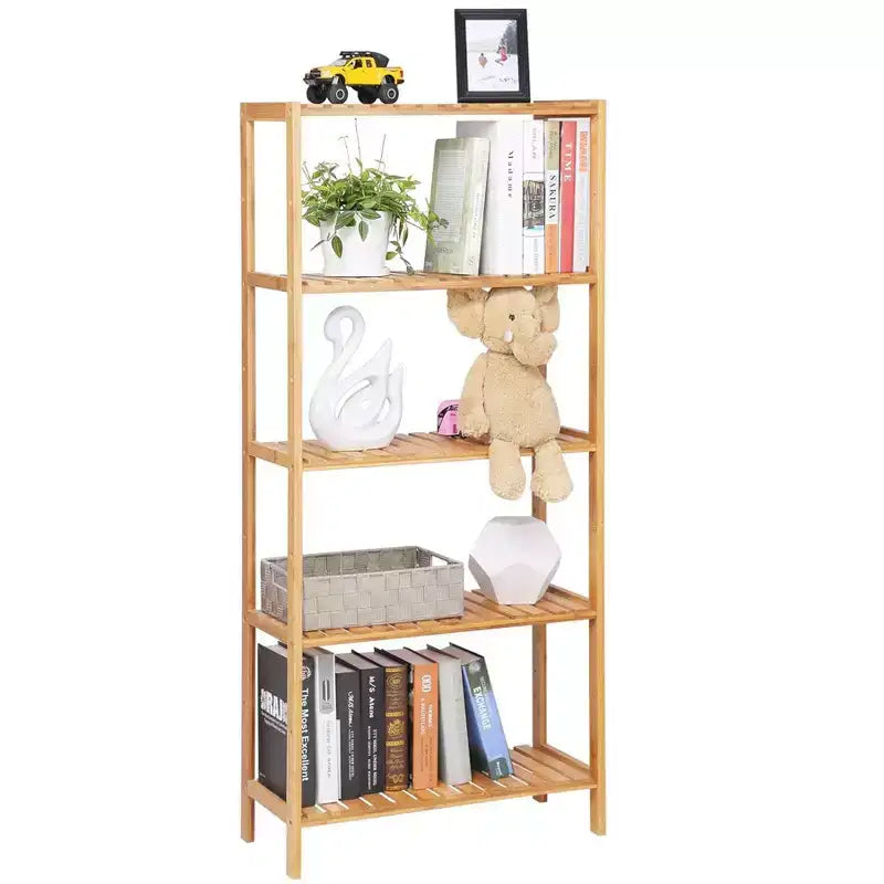 Bamboo Storage Shelf, 5-Tier Shelving Unit, Multifunctional, in the Entryway, Bathroom, 10.2 x 23.6 x 51.2 Inches