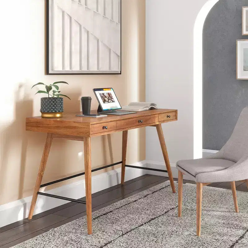 Wood 3-Drawer Writing Desk