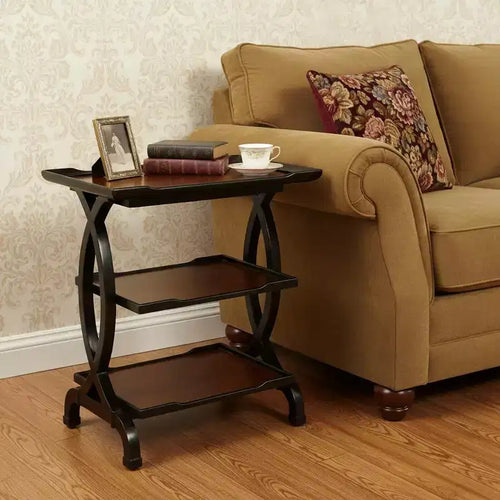 29 Cherry Manufactured Wood Rectangular End Table With Two Shelves