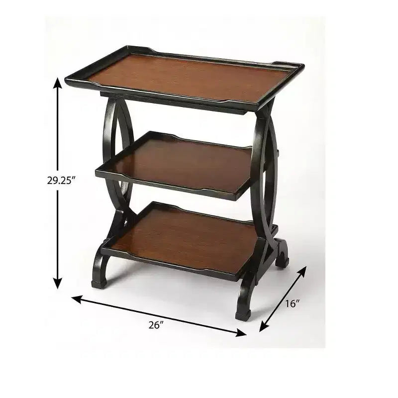 29 Cherry Manufactured Wood Rectangular End Table With Two Shelves