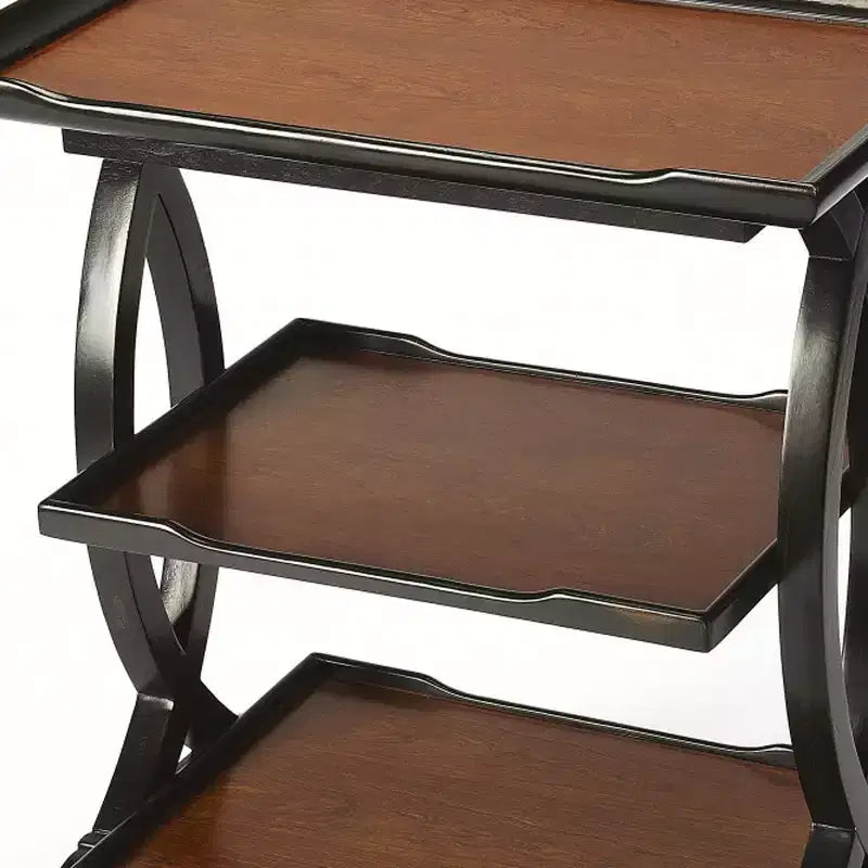 29 Cherry Manufactured Wood Rectangular End Table With Two Shelves