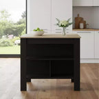 Black and Natural 41 Kitchen Island With Storage