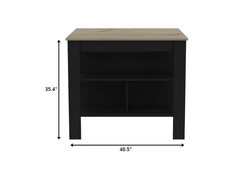 Black and Natural 41 Kitchen Island With Storage