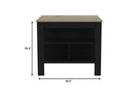 Black and Natural 41 Kitchen Island With Storage