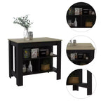 Black and Natural 41 Kitchen Island With Storage
