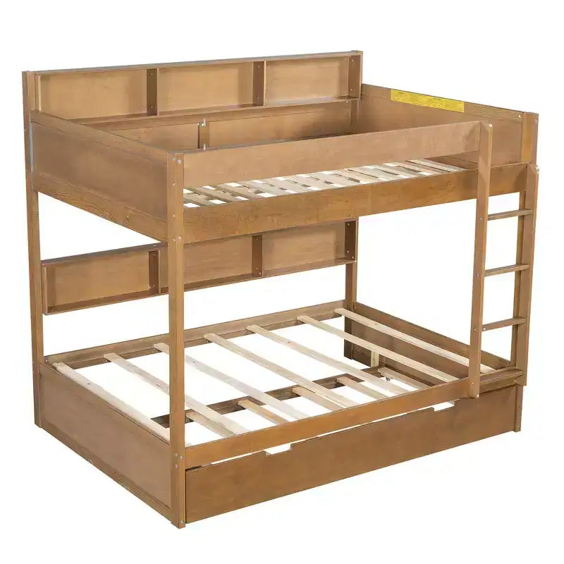 Full over Full Bunk Bed & Bed Frame with Trundle & Built-in Storage