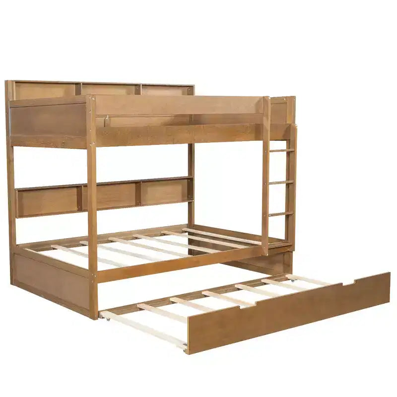 Full over Full Bunk Bed & Bed Frame with Trundle & Built-in Storage