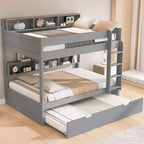 Full over Full Bunk Bed & Bed Frame with Trundle & Built-in Storage