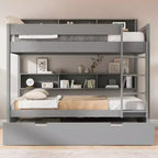 Full over Full Bunk Bed & Bed Frame with Trundle & Built-in Storage