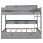 Full over Full Bunk Bed & Bed Frame with Trundle & Built-in Storage