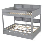 Full over Full Bunk Bed & Bed Frame with Trundle & Built-in Storage