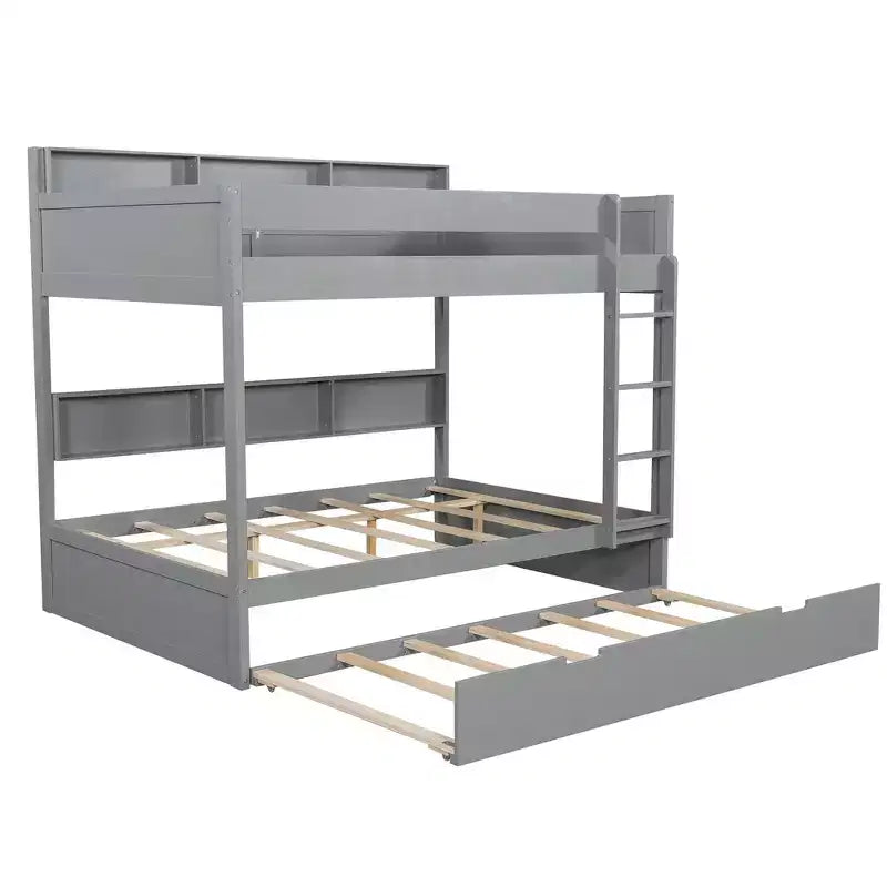 Full over Full Bunk Bed & Bed Frame with Trundle & Built-in Storage