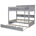 Full over Full Bunk Bed & Bed Frame with Trundle & Built-in Storage