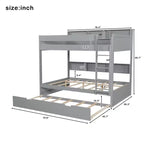 Full over Full Bunk Bed & Bed Frame with Trundle & Built-in Storage